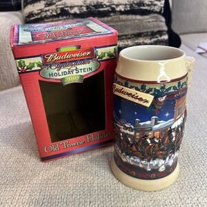 New 2003 Budweiser Holiday Stein Old Towne Holiday Beer Mug Clydesdales CS560